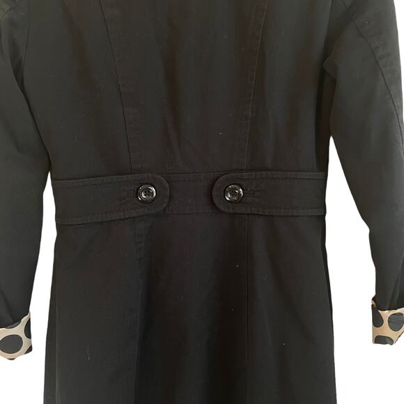 H&M Women Coat 4 Black Contrast Lining Trench Long Line Stylish Jacket Chic - Picture 6 of 11